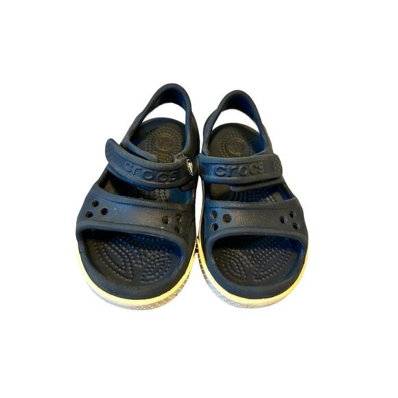 Kids Crocs Navy‎ Blue With Red Sandals- Size 6- Straps - Picture 2 of 11